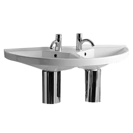 Isabella Collection Lrg U-Shaped Wall Mount Dbl Basin W/ Chrm Overflow